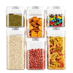 Conjunto de recipientes de plástico para alimentos, 6 peças, seladoras, panelas, armazenamento de alimentos hermético, recipientes de despensa, armazenamento