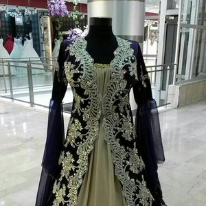 SMART HEAVY WORK CAFTAN DRESS EMBROIDERY of DABKA, CRYSTAL GLASS BEADS,GLASS STONE WORK for PARTY-WEAR @ 2022 - Product Image 1