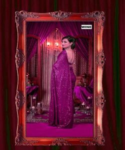 Nouveau attrayant riche Look fête porter lourd broderie Net Saree avec chemisier pièce femmes indiennes portent bas prix en gros Surat vêtement - Product Image 4