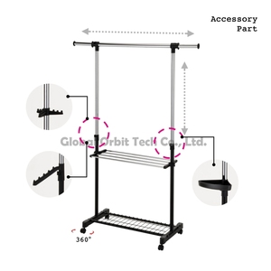Soporte extensible de un solo riel para ropa, perchero movible - Product Image 2
