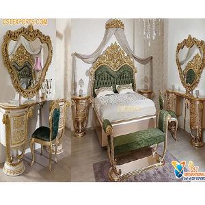 New Arrival Luxury Bedroom Furniture Set Classic Golden Polish <b>Bed</b> & Bedroom Furniture <b>Vintage</b> Carved Solid Wood Bedroom Set - Product Image 1