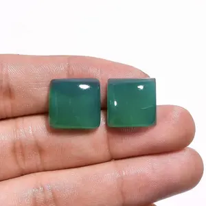 Meilleures ventes Amazon, belles pierres précieuses en calcédoine verte naturelle de 7mm, Cabochon carré en vrac pour la fabrication de bijoux