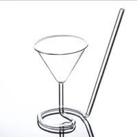 ספירלת קש מרטיני זכוכית מפואר בר המפלגה יין קוקטייל זכוכית עם מובנה קש