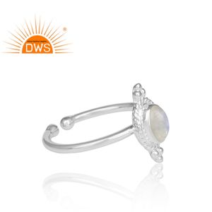 Anillo apilable de piedra de Luna arcoíris Natural de plata de ley fina superventas para fabricante de joyería de mujer - Product Image 4