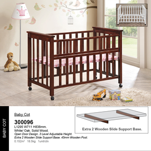 Lit bébé modulaire en bois massif avec cadre métallique, hauteur réglable sur 3 niveaux, design moderne, haute durabilité - Product Image 1