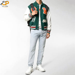 Chaqueta de aviador de la universidad para hombre, Parche de mosaico personalizado de doble color bordado - Product Image 4