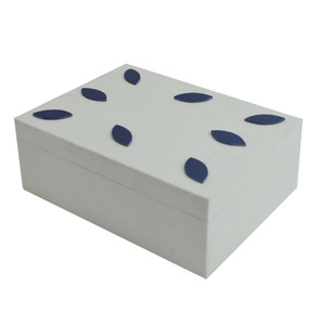 Boîte à bijoux à incrustation en résine, Logo personnalisé imprimé, rectangulaire, décorative, blanc et bleu, boîte de rangement par les accessoires de maison, axial - Product Image 2