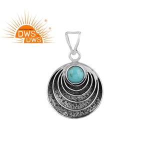 Colgante de piedras preciosas de turquesa Arizona Natural de plata de ley oxidada para mujer joyería para mujer regalo para ella - Product Image 1