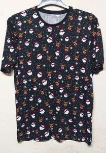 Lots de vêtements en surplus : T-shirts décontractés à manches courtes en coton à col rond pour hommes, imprimés de Noël, de marques, stock du Bangladesh - Product Image 4