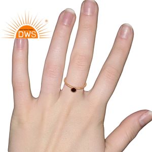 925 Sterling <b>Silver</b> Rose Gold Plated Natural <b>Garnet</b> Gemstone Stackable <b>Ring</b> For Women Jewelry Manufacturer - Product Image 2