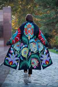 Bohemio abrigo bordado declaración Banjara chaqueta de seda bordado llamativo chaqueta de manga larga - Product Image 5