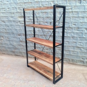 Estantería de estilo industrial de madera de mango macizo/Librería precio de fábrica bajo muebles para el hogar - Product Image 3