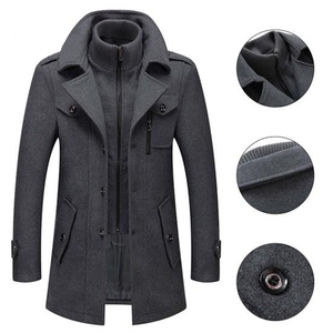 Manteau d'extérieur long pour homme en cuir de veau véritable, couleur unie, col montant, chaud pour l'hiver, personnalisable avec logo sur le devant, haute qualité 2026 - Product Image 3