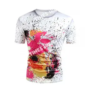 High quality 100% cotton custom t shirt printing Sublimation Short Sleeve Paint Splatter Print Men's T-shirt