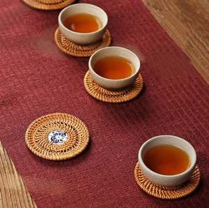 Top Selling Large <b>Woven</b> Rattan <b>Coasters</b> Round Shape Hotel Ware Tabletop Accessories Placemats and Pads Made in India - Product Image 6