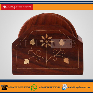 Lot de 6 sous-verres ronds en palissandre naturel antique pour table à manger, accessoires de décoration élégants pour tapis de tasse - Product Image 4