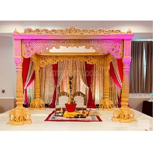 Mandap de Madera Exclusivo con Base de Elefante para Bodas, el Mejor Mandap de Madera para Bodas con Tallado de Elefante, Mandap de Madera Tallada para Bodas en EE. UU. y Reino Unido - Product Image 1