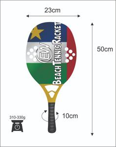 Raquettes de beach tennis avec face de 20 mm, poids de 310-330 g, longueur de 50 cm, poignée en fibre de carbone et filet en fibre de verre carbone - Product Image 4