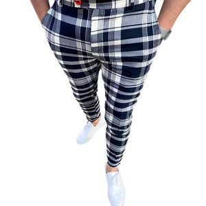 Celana <span class=keywords><strong>Chino</strong></span> Pria Berkualitas Tinggi Grosir, Warna Solid dan Kotak-kotak, Model Slim Formal untuk Pria - Product Image 1