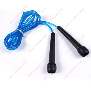 Cuerda de saltar de velocidad con mango de plástico negro, cuerda azul - Product Image 2