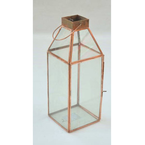 Linterna marroquí colgante de Metal con diseño de malla de acabado de cobre antiguo Panel de vidrio de diseñador de forma cuadrada para decoración del hogar - Product Image 2