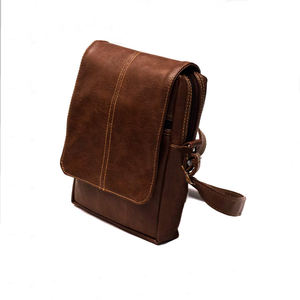 High Quality Custom Unisex Vintage <b>Leather</b> <b>Messenger</b> <b>Bag</b> 1-1.9L Capacity Travel Hiking Casual Polyester Lining Durable Zipper - Product Image 5