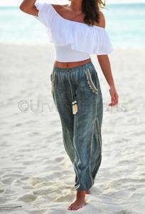 Pantalon décontracté pour femmes, bonne qualité, pantalon de plage brodé sur les côtés, poches, couverture longue, meilleures ventes, 2019 - Product Image 2