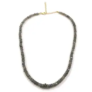 Collar de cuentas de piedras preciosas lisas de labradorita Natural de 6mm y 7mm con cierre de Plata de Ley 925 de La Tienda del fabricante Alibaba India - Product Image 1