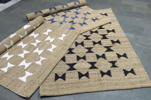 Hand Woven Jute Cotton Dhurry <b>Rugs</b>-Pet Friendly Non-Slip Reversible Geometric Design Rectangle Shape - Product Image 2