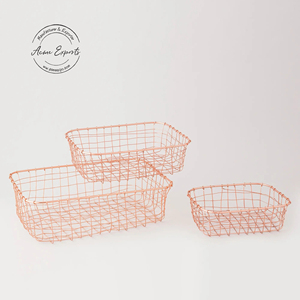 Multipurpose Metal Wire Storage Basket Set for Kitchen Bathroom Office Organizing <b>Lightweight</b> Durable and Stylish Design - Product Image 1