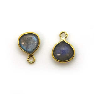 Colgante de labradorita de fuego azul pequeño chapado en oro de 6X6MM, cabujón en forma de pera, colgantes y dijes finos de piedras preciosas - Product Image 1