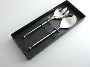 Ensemble de serveur de salade de haute qualité outils de salade multifonctionnels en acier inoxydable grande poignée cuillère de service ensemble de fourchette vaisselle en métal - Product Image 2