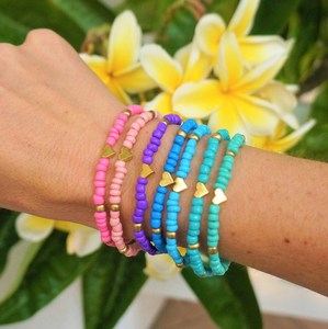<b>Beaded</b> <b>Bracelet</b> with Gold Heart Charm | Seed Bead <b>Bracelet</b> | 24 colors available! - Product Image 1