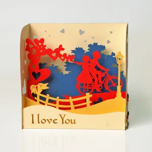 Best Seller 2020 Vietnam 3D Handicraft Manufacturer Happy Valentines Day Gift 3D Pop Up Greeting Cards