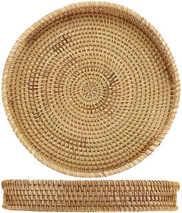 Jacinto redondo tallado y laca bandeja de servicio de ratán con mantel hecho a mano en Vietnam para restaurantes y hoteles - Product Image 4