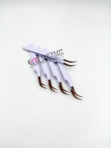 Meilleur revêtement en poudre blanche de qualité supérieure, pointe incurvée en or rose, poignée diamantée, pince à épiler pour extension de cils en acier inoxydable, instrument de beauté - Product Image 5