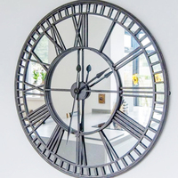 Horloge murale à aiguilles en quartz de style antique en fer pour salon