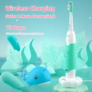 Nuovo spazzolino elettrico sonico ricaricabile per bambini ricaricabile per pesci carino ecologico con ricarica Wireless Ultra morbida