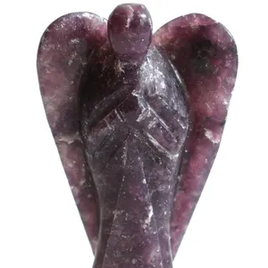 Natural Lepidolite Crystal Angel Gemstone Angels in Bulk Agate Reiki energy blessed hand carved Angel For Gift