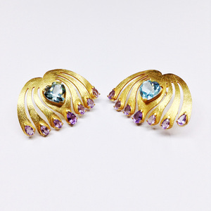 Sterling Silver 925 Custom made Supplier Wholesaler Handmade Unisex Woman Low MOQ <b>Cheap</b> Unique Elegant Natural Gemstone <b>Earring</b> - Product Image 4