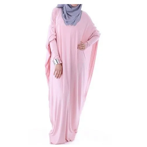 Vlakte Roze Kleur Nieuwe Ademende Vrouwen Mode Enkellange Lange Jurk Womens Abaya Lange Mouw Bourka