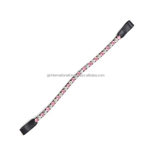 <b>Top</b> Quality 100% Genuine Leather Horse Brow Band With <b>Crystals</b> Rhinestones and Pearl Customization Available - Product Image 2