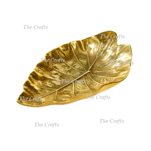 Juego de platos para servir hojas de diseño fantástico de 2 bandejas de hojas de color dorado de aluminio para uso doméstico en hoteles y restaurantes - Product Image 5