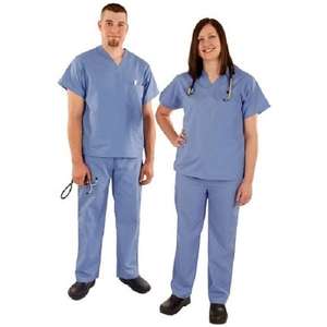 Uniforme médico de Enfermería de manga corta, conjunto de tops y pantalones, uniformes de hospital, tela de sarga, poliéster/algodón, Unisex - Product Image 1