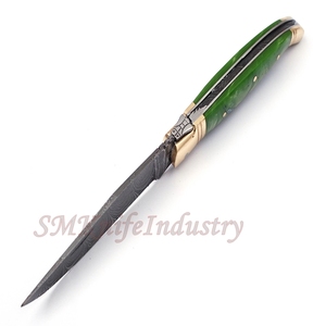 Custom Hand Forged Pocket Knife Hand Made Damascus Folding Knife with Leather Sheath Cover (smk1692) - Product Image 4
