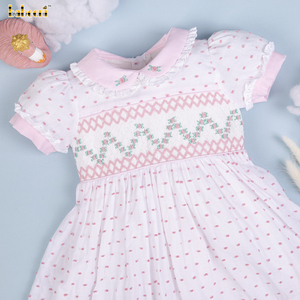 ชุดเดรสทรงเอไลน์ลายดอกไม้เรขาคณิตแบบสม็อค ผ้าฝ้าย 100% ลาย 3 มิติ สำหรับเด็กผู้หญิง ฤดูหนาว ได้รับการรับรองมาตรฐาน OEKO-TEX - Product Image 6