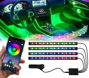 Luces Decorativas Interiores RGB para Automóvil con Control Remoto Inalámbrico por Aplicación Inteligente, Tira de LED USB de 48 LED, Luces de Ambiente con Modo Música DIY, Kit de Iluminación Ambiental - Product Image 2