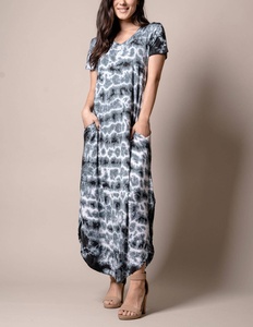 2025 inde fait à la main 100% rayonne tissu cravate teinture plage porter à manches courtes avec poche longue caftan pour les femmes cadeau pour elle - Product Image 4