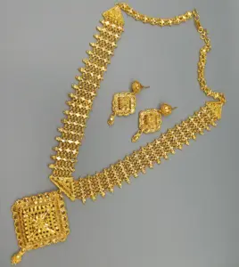 Модный дизайнер 1 грамм позолоченное Формирующее длинное ожерелье с Серьга