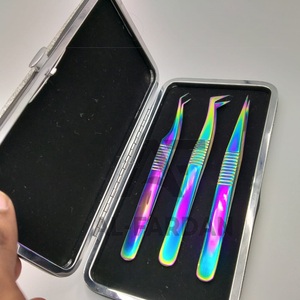 แหนบขนตาแบบรัสเซียที่มีพลาสม่าหลากสี45องศาปลายแหลมตรงปลายแหลมสเตนเลสไฟเบอร์และเคสแม่เหล็ก - Product Image 4